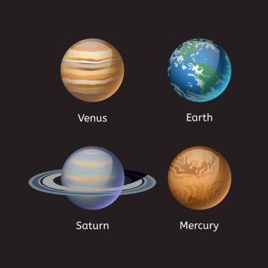 Yüksek kaliteli güneş sistemi gezegen gökada astronomi dünya bilim dünya yörünge yıldız vektör çizim.