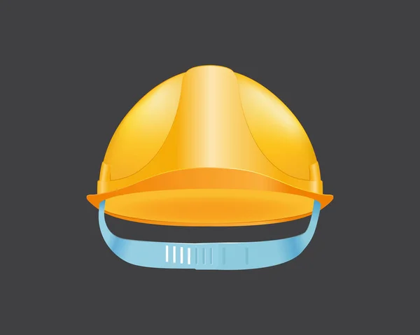 Construtor de chapéu de construção de segurança capacete amarelo proteger headgear trabalhador equipamento vetor ilustração . — Vetor de Stock