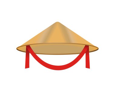 Çin konik hasır şapka vektör Asya Vietnamca geleneksel şapka Tayland vektör çizim.