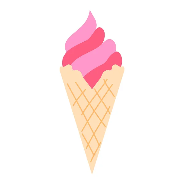 冰激淋甜点矢量插图巧克力食品甜冷孤立的图标小吃锥美味水果冷冻糖果卡通多彩硅片华夫格栏 — 图库矢量图片