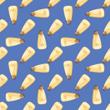 Çizgi film lamba ampul Dikişsiz desen arka plan tasarım vektör illüstrasyon elektrik simgesi nesne sembol işareti çözüm enerji beyin fırtınası