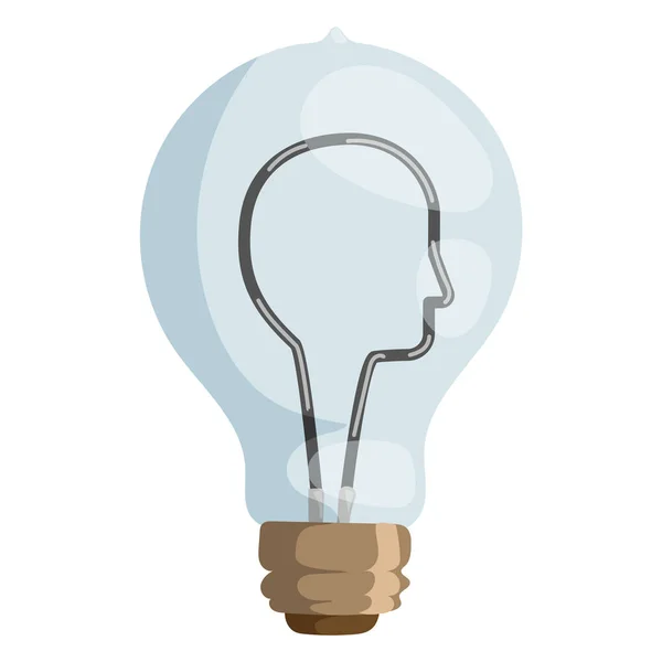 面对灯矢量概念图孤立的设计创新灯泡光资源电符号解决方案发明人类头脑风暴标志头 — 图库矢量图片
