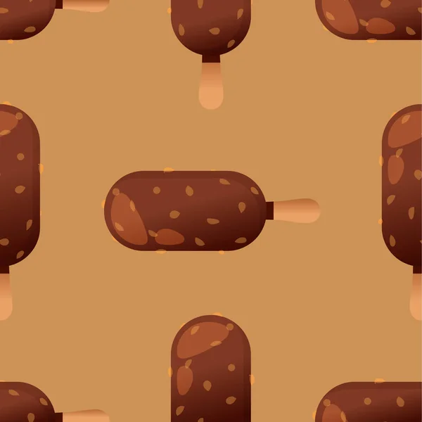 Helado inconsútil patrón vector ilustración icono aislado dibujos animados chocolate postre dulce frío bocadillo sabroso congelado caramelo delicioso fondo — Archivo Imágenes Vectoriales