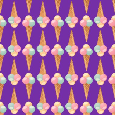 dondurma Dikişsiz desen arka plan tatlı vektör çizim gıda tatlı soğuk izole simgesi snack koni lezzetli meyve frozen şeker gofret partisi