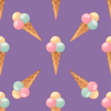 dondurma Dikişsiz desen arka plan tatlı vektör çizim gıda tatlı soğuk izole simgesi snack koni lezzetli meyve frozen şeker gofret partisi