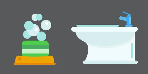 Matériel de bain icône cuvette de toilette salle de bain propre style plat illustration hygiène bidet conception . — Image vectorielle