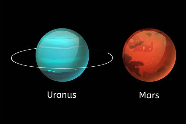 Hoge kwaliteit mars Melkweg astronomie uranus planeet wetenschap wereld kosmos ster vectorillustratie. — Stockvector