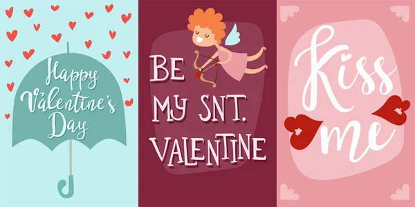 Šťastný valentines den pohlednice vektorové ilustrace love romance abstraktní dekorativní nápis. — Stockový vektor