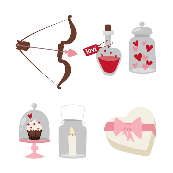 Happy Valentine day flat design love wedding items and heart love romance celebration vector illustration . — стоковый вектор