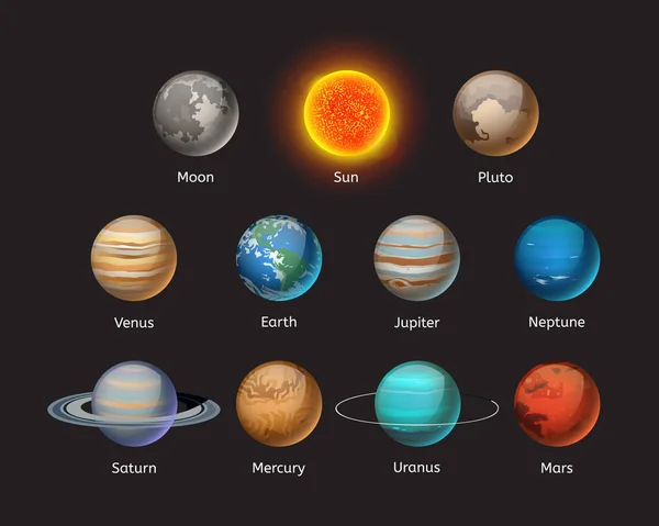 Высокое качество солнечной системы планета галактика астрономия Земля наука земной шар орбита звезды вектор иллюстрации . — стоковый вектор