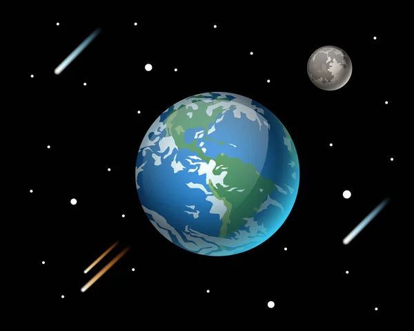 Hoge kwaliteit planeet galaxy astronomie en aardwetenschappen globe baan maan ster vectorillustratie. — Stockvector