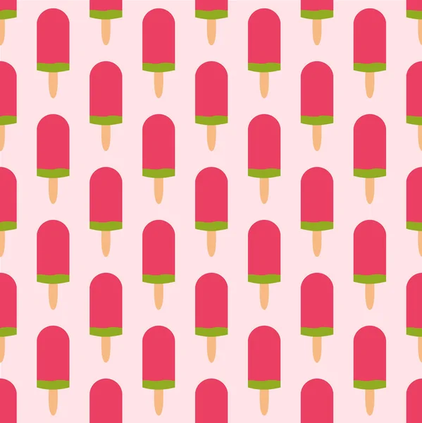 Pola vektor latar belakang vektor es krim buah mengisolasi makanan penutup manis makanan dingin rasa permen beku yang lezat desain rasa merah muda - Stok Vektor