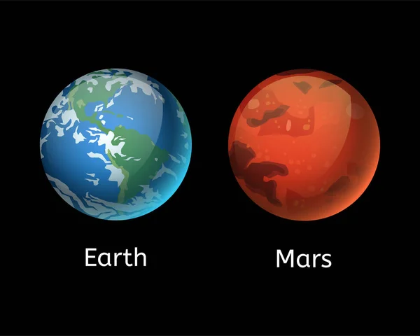 Marte de alta qualidade planeta galáxia astronomia terra ciência globo órbita estrela vetor ilustração . — Vetor de Stock