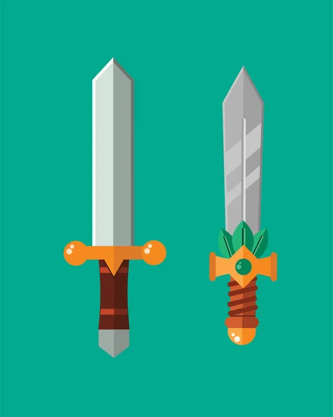 Kés fegyver veszélyes fém kard vektoros illusztráció: kard, lándzsa szélű készlet. — Stock Vector