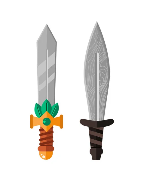 Arme de couteau dangereux vecteur épée métallique illustration de l'épée lance jeu tranchant . — Image vectorielle