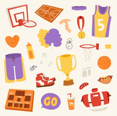 Basketbol çıkartmaları simgeler vektör