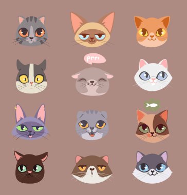 Kedi kafaları illüstrasyon vektör