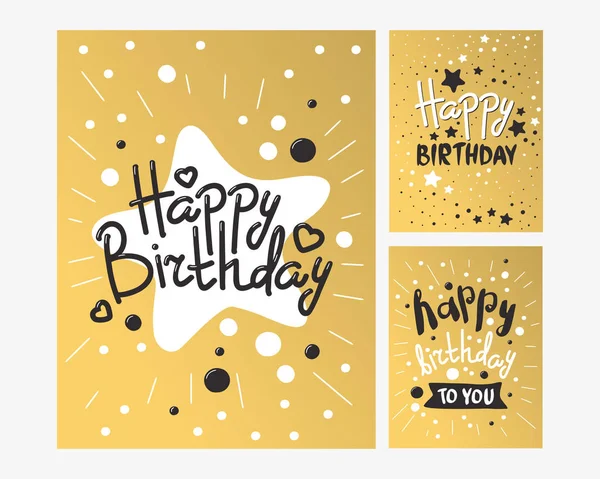 Beautiful birthday invitation card design gold and black colors vector greeting decoration. — Stock Vector