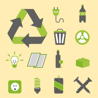 Geri dönüşüm doğa simgeler atık çevre yaratıcı koruma simgeler vektör çizim sıralama.