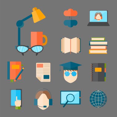 Eğitim ve okul vektör çizim web simgesi üniversite eğitim Enstitü simgeler ayarla.