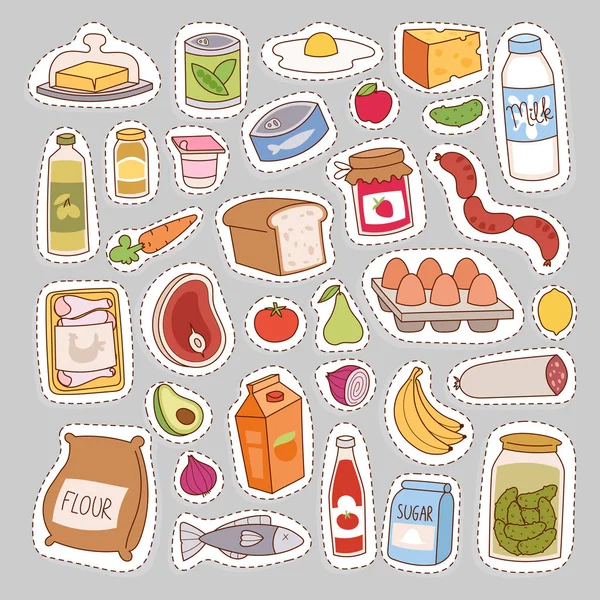 Iconos de comida todos los días vector patchwork . — Vector de stock