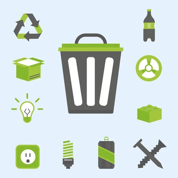 Recyklace-příroda ikony odpadkový v prostředí kreativní ochranu symboly vektorové ilustrace. — Stockový vektor