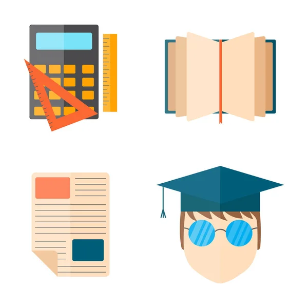 Éducation et école vectoriel illustration web icône ensemble collège formation diplômés symboles . — Image vectorielle