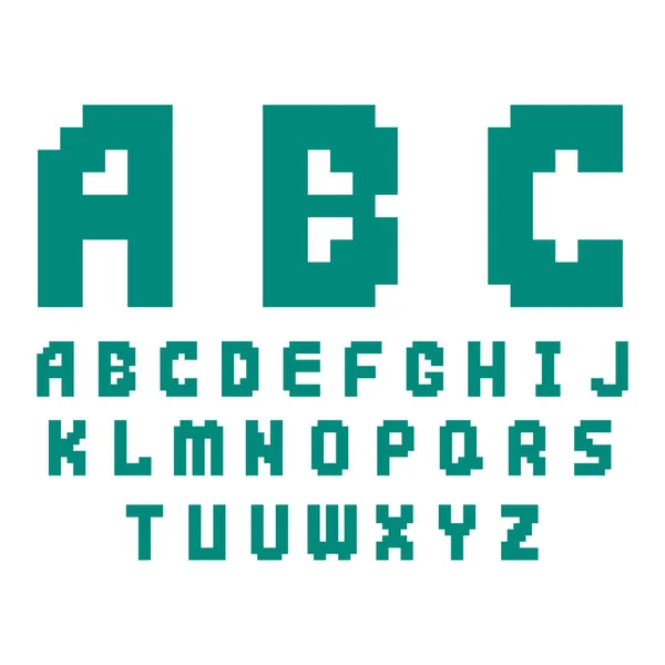 Pixel retro video computadora diseño de juegos 8 bits Letras electrónica futurista estilo de fuente vectorial abc tipografía digital creativo alfabeto aislada — Archivo Imágenes Vectoriales