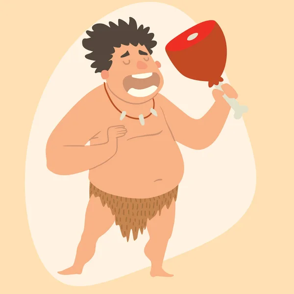 Jaskiniowiec prymitywne epoki kamienia człowiek neandertalczyka ludzkiego charakteru ewolucji wektor ilustracja kreskówka. — Wektor stockowy