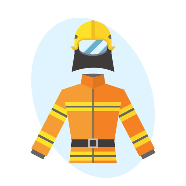 Vigile del fuoco giallo a prova di fuoco uniforme attrezzature di salvataggio sicurezza combattente vettore protettivo professionale . — Vettoriale Stock