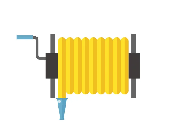 Carrete de manguera de fuego vector ilustración metal presión prevención calle manguera agua equipo de emergencia . — Vector de stock