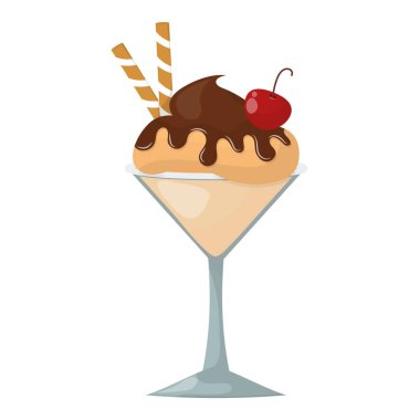 Çikolata gıda tatlı soğuk izole simgesi aperatif koni lezzetli meyve şeker toplama donmuş buz karikatür renkli krem tatlı vektör çizim ayarla