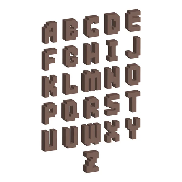 Pixel retro fonte de vídeo design do jogo de computador 8 bits letras estilo futurista eletrônico vetor abc typeface digital alfabeto criativo isolado — Vetor de Stock