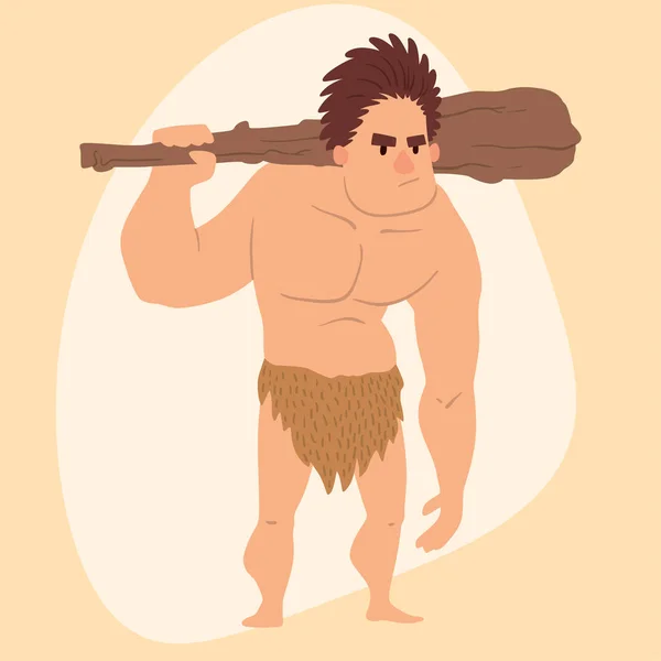 Höhlenmensch primitive Steinzeit Cartoon Mann Neandertaler menschlichen Charakter Evolution Vektor Illustration. — Stockvektor