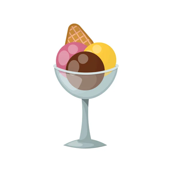 Ice cartoon colorful cream dessert vector illustration chocolate food sweet cold isolated icon snack cone tasty fruit frozen candy bar party delicious — Stock Vector