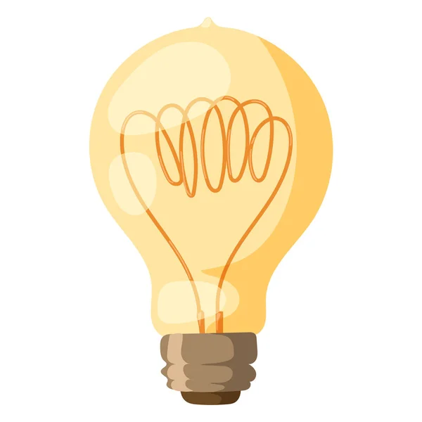 Ilustración de vector de bombilla amarilla lámpara de bombilla de electricidad aislada energía energía iluminación eléctrica inspiración concepto símbolo brillante — Archivo Imágenes Vectoriales