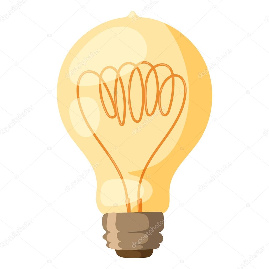 Yellow light bulb vector illustration isolated electricity lightbulb lamp power energy electric illumination inspiration concept symbol bright