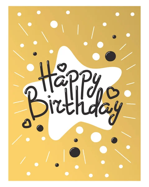Hermoso cumpleaños invitación tarjeta diseño oro y negro colores vector saludo decoración . — Vector de stock