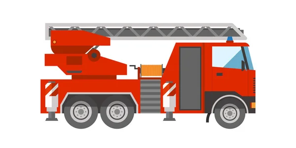 Departamento de escalera de rescate de vehículos de emergencia camión de bomberos ayudar ilustración vector de transporte . — Vector de stock