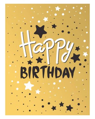 Güzel doğum günü davetiye kartı tasarım altın rengi ve siyah renk dekorasyon tebrik vektör.