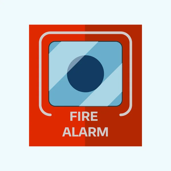 Caja de alarma contra incendios en la pared para advertir campana de seguridad botón de evacuación protección empuje vector ilustración . — Vector de stock