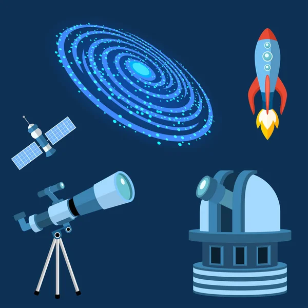 Asztrológia csillagászat ikonok bolygó tudomány univerzum space radar cosmos jel univerzum vektoros illusztráció. — Stock Vector