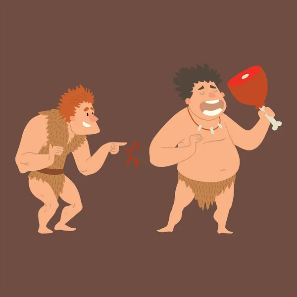 Caveman primitif âge de pierre dessin animé néandertalien personnages évolution vectorielle illustration . — Image vectorielle
