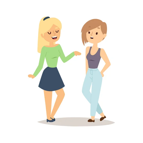 Frauen glücklich Paar Cartoon Beziehung Charaktere Lifestyle Vektor Illustration entspannte Freunde. — Stockvektor