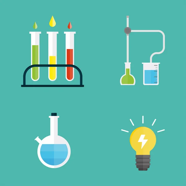 Symboles de laboratoire test laboratoire médical biologie scientifique conception molécule microscope concept et biotechnologie science chimie icônes vectoriel illustration . — Image vectorielle