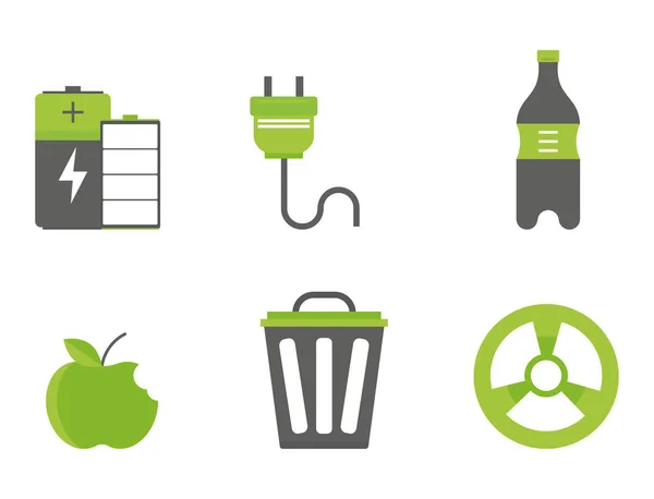 Recyclage des icônes de la nature tri des déchets environnement protection créative symboles illustration vectorielle . — Image vectorielle