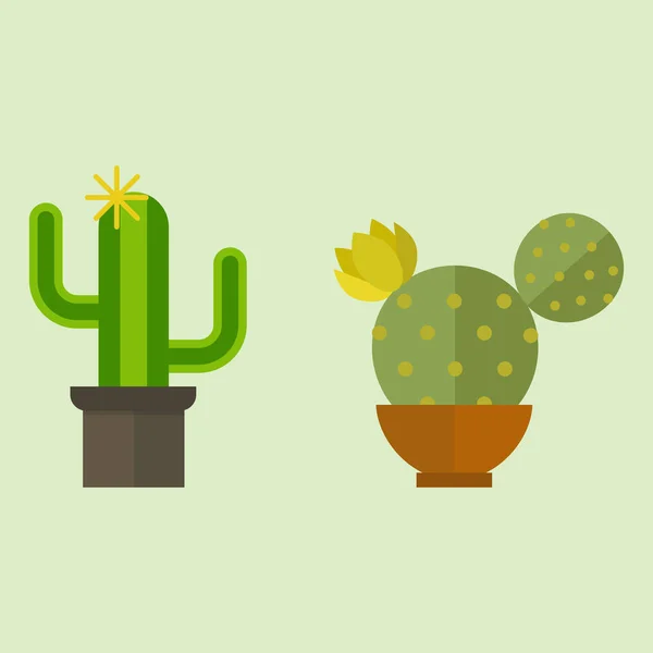 Cactus natuur woestijn bloem groen Mexicaanse succulente tropische plant cactussen floral vector illustratie. — Stockvector