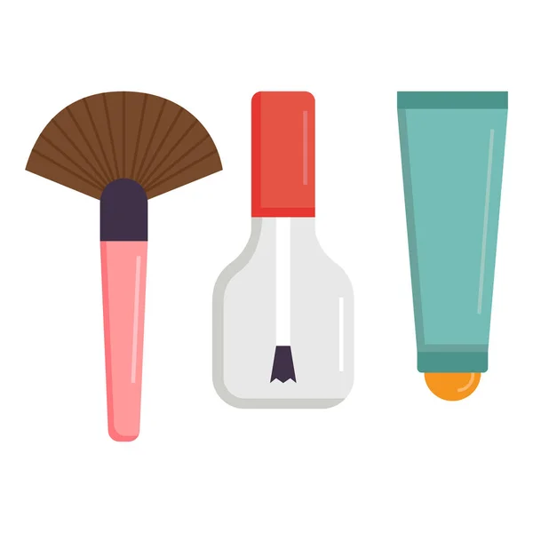 Icônes de maquillage parfum mascara soins brosses peigne visage fard à paupières glamour accessoire féminin vecteur . — Image vectorielle