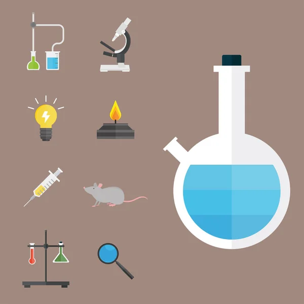 Symbole laboratorium badania medyczne laboratorium naukowe biologii koncepcja mikroskopu cząsteczki i biotechnologia nauka chemii ikony ilustracja wektorowa. — Wektor stockowy