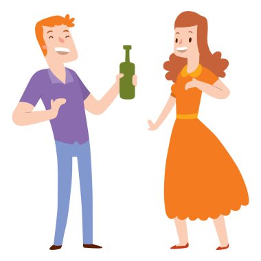 İnsanlar mutlu çift çizgi film ilişki karakter yaşam tarzı vektör çizim arkadaşlar rahat.